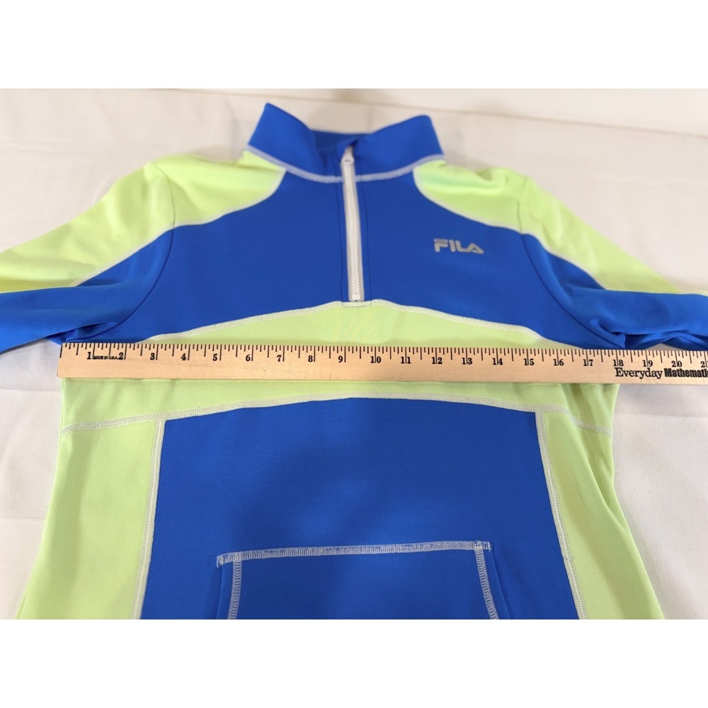 Fila Performance Womens Quarter Zip Long Sleeve Blue Green Pullover Size Medium - Picture 7 of 9